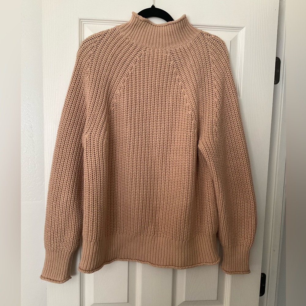 J. Crew Pink Turtleneck Chunky Knit Sweater